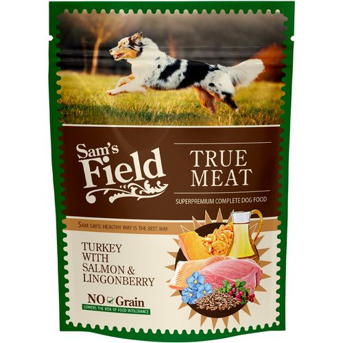 SAM´S FIELD True Meat Hrana za Pse Puretina, Losos i Brusnica, 260 g slika 1