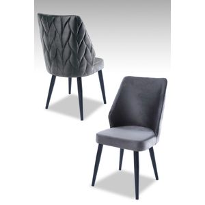 Pufi - Sivi, Crni Sivi Set Stolica (4 Komada)