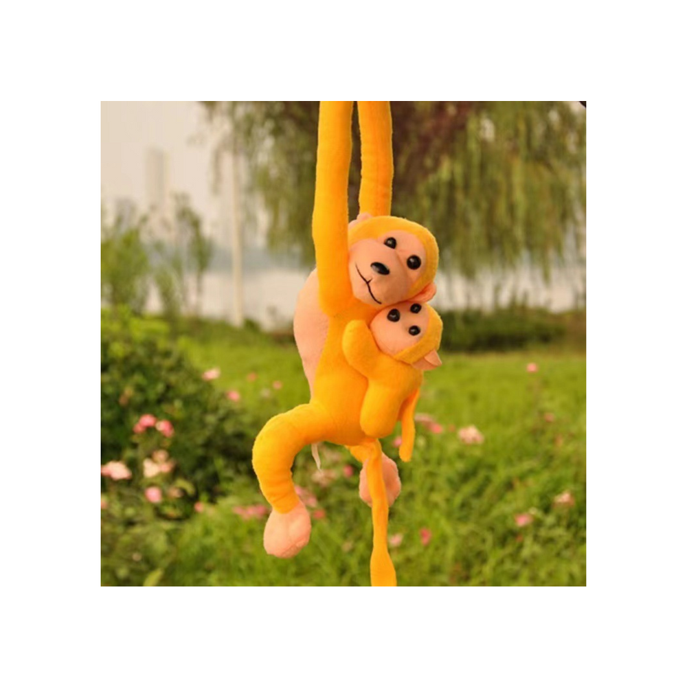 Maskota plišani majmun s bebom, žuta 70 cm slika 1