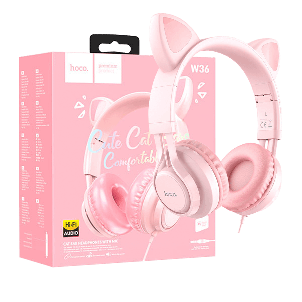 hoco. Slušalice sa mikrofonom, mačje uši, pink - W36 Cat ear, Pink slika 1