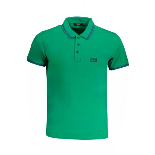 CAVALLI CLASS MEN'S GREEN SHORT SLEEVED POLO SHIRT slika 1