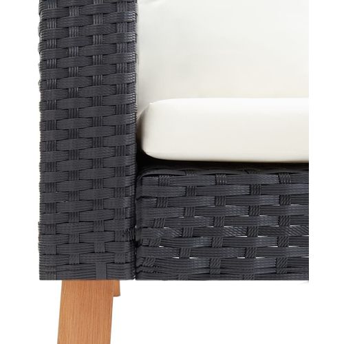 Vrtna fotelja od poliratana s jastucima crna slika 10