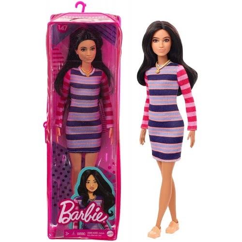 Barbie lutka Fashionista u haljini na pruge  slika 1