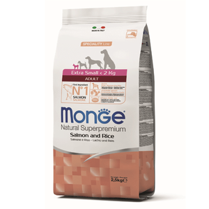 Monge Natural Superpremium Extra Small Adult Monoprotein Salmon With Rice 2.5 kg