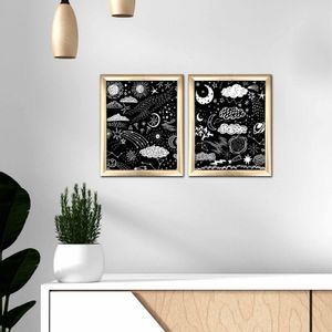 2ACT-009 Multicolor Decorative Framed MDF Painting (2 Pieces)