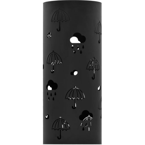 Stalak za kišobrane s uzorkom kišobrana čelični crni slika 2