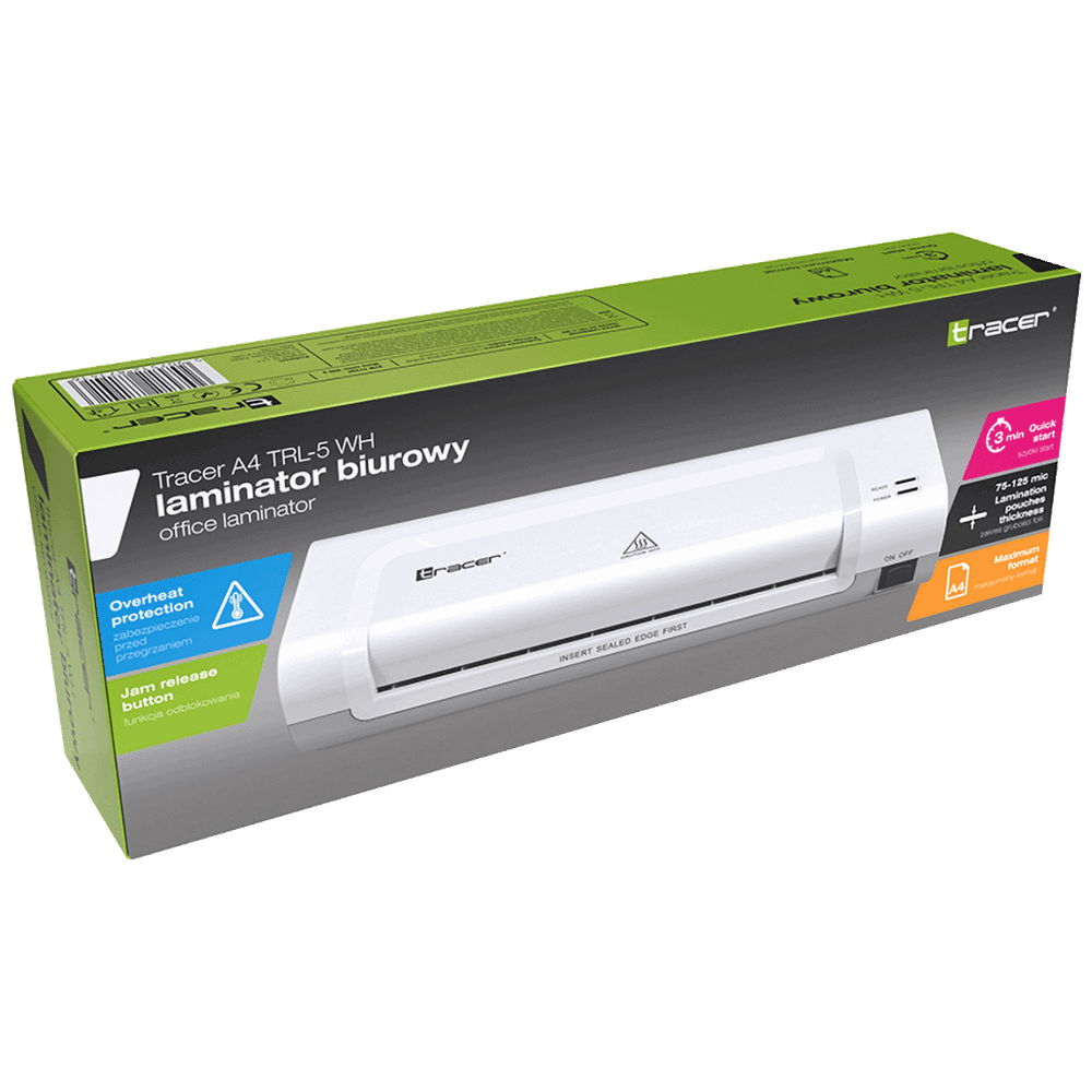 Tracer Laminator / Plastifikator A4, Home&amp;Office - LAMINATOR A4 TRL-5 WH slika 4