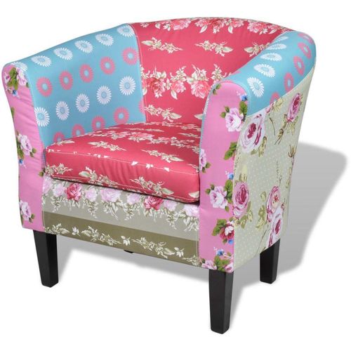 Fotelja od tkanine s osloncem za noge patchwork dizajn slika 7