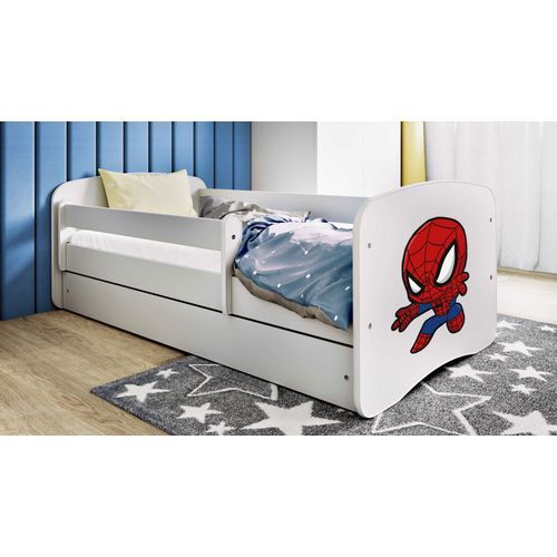 Drveni Dečiji Krevet Spiderman Sa Fiokom - Beli - 160x80 cm slika 1