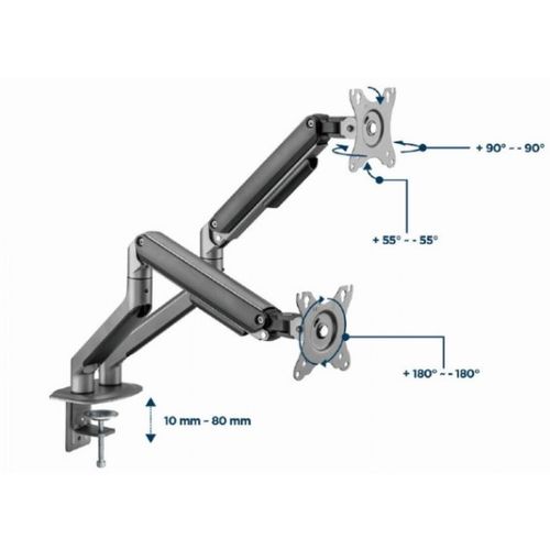 MA-DA2-05 Gembird Podesivi dupli stoni drzac za monitor, tilt, 17-32 max.9kg slika 4