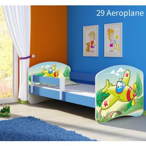 Dječji krevet ACMA s motivom, bočna plava 160x80 cm 29-aeroplane