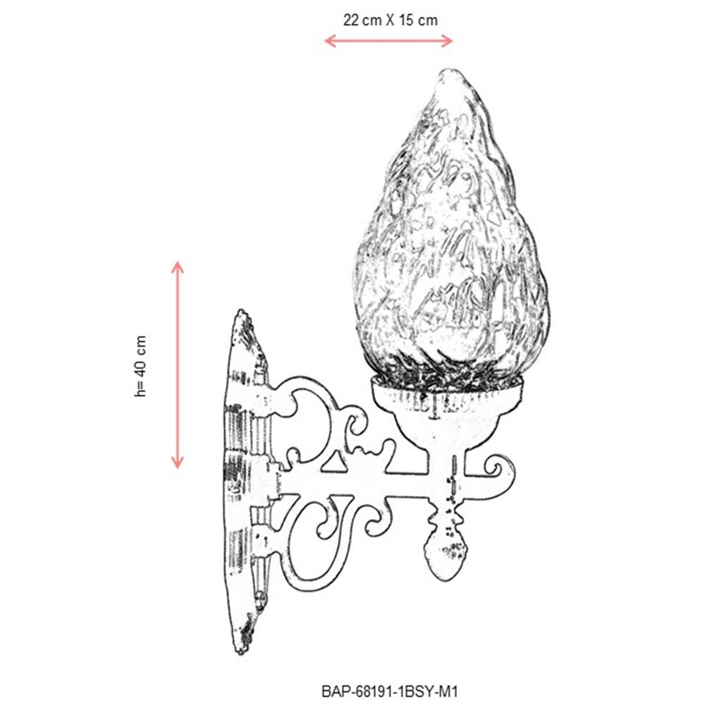 BAP-68191-1BSY-M1 Crna Spoljna Zidna Lampa slika 3