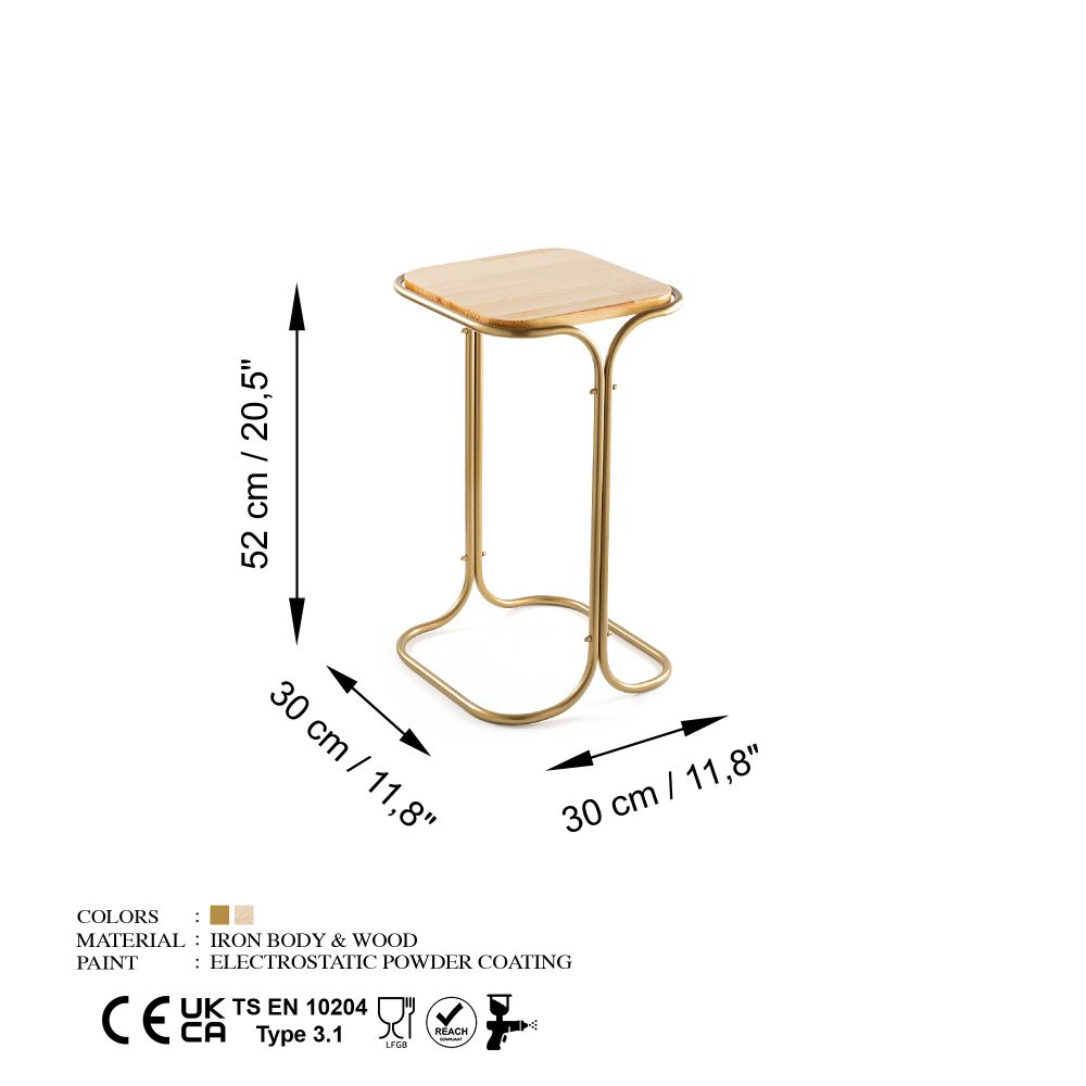 Shb-001-C Gold Prirodni Stolić za Kafu slika 6