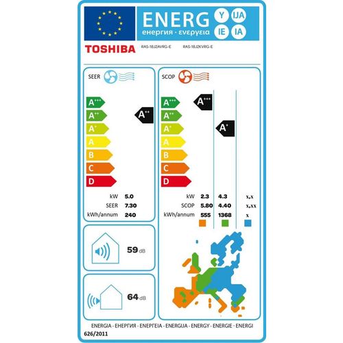 Toshiba klima uređaj 5 kW SHORAI RAS-18J2KVRG-E i RAS-18J2AVRG-E, set slika 2