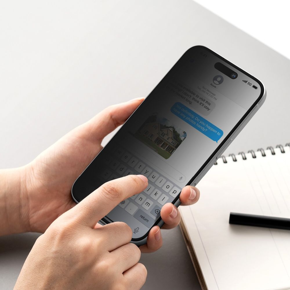 Kaljeno staklo Ringke Easy Slide (2 kom) za iPhone 16 Pro Max - Privacy slika 3