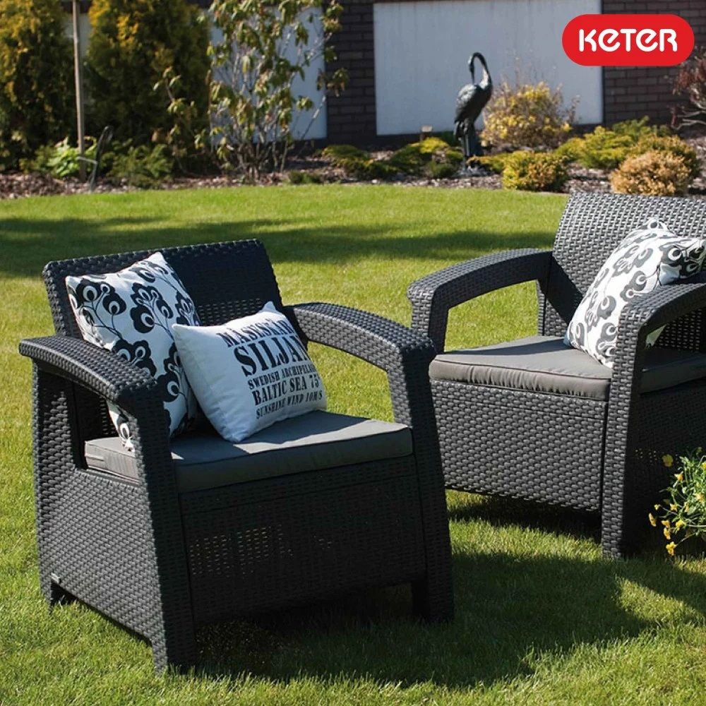 Keter set fotelja (x2) CORFU, siva boja, 75 x 70 x 79 cm slika 3