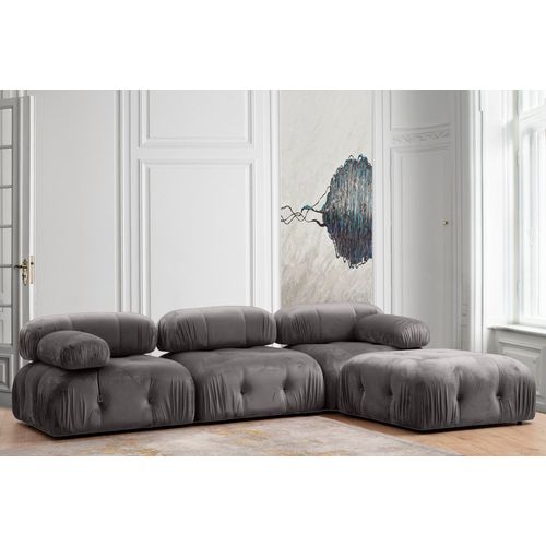 Ugaona Sofa 'Bubble Corner' (L1-O1-1R -Puf) - Siva slika 1