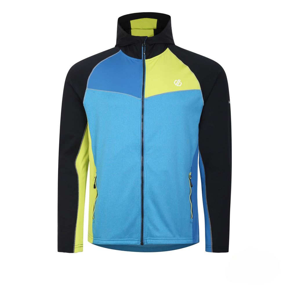 Dare2B Muški duks na kopčanje Contend Core Stretch, Black/Green Alge/Blue slika 1