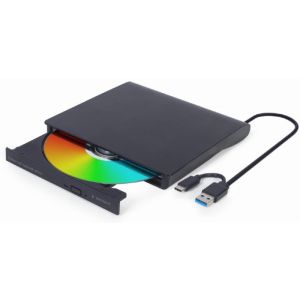 DVD-USB-03 Gembird eksterni USB CD/DVD drive Citac-rezac, USB + USB-C, black