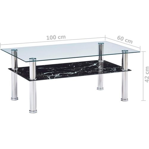 280099 Coffee Table with Marble Look Black 100x60x42 cm Tempered Glass slika 5