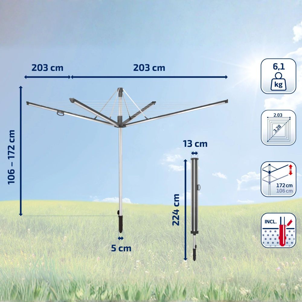 LEIFHEIT vrtno sušilo za veš LINOMA, 50 m, rotaciono slika 6