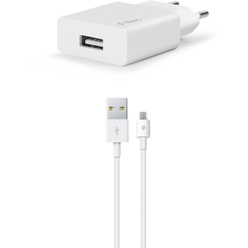 Ttec Punjač Zidni - Output 1xUSB 2,1A - +MicroUSB cable 1,2m - White slika 1