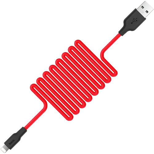 hoco. USB kabl za iPhone, silikonski, 1.2 met., 2 A, crno/crvena - X21 Silicone Lightning, Black/Red slika 4