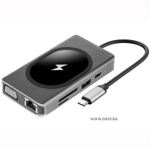 MS USB hub C700, HDMI+VGA+USB+PD+RJ45 1Gbps M+SD+Audio+15W