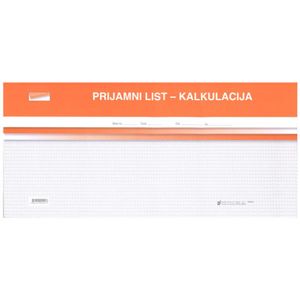 VII-13/NCR/N PRIJEMNI LIST - KALKULACIJA; Blok 100 listova, 42 x 19,5 cm