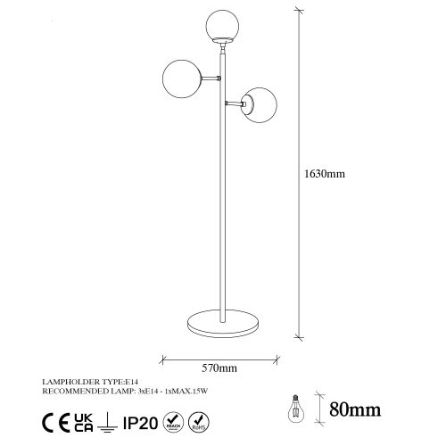 Opviq Atmaca - 10300 Crno-Bela Stajaća Lampa slika 6