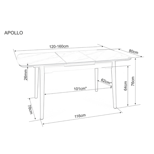 Stol APOLLO - MDF + keramika slika 5