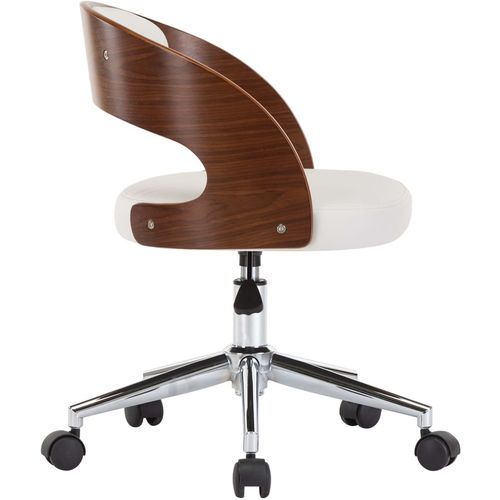 Okretna uredska stolica od savijenog drva i umjetne kože bijela slika 11