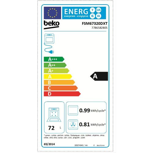 Beko FSM67320DXT Električni staklokeramički šporet sa multisistemskom rernom, Dve proširive zone, Širina 60 cm, Inox slika 5