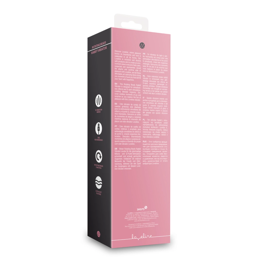 Loveline by Shots Rotating Beads Rabbit Vibrator - Pink Arabesque slika 3