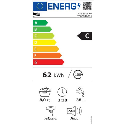 Beko WTE 8511 X0 Veš mašina, 8 kg, 1000 rpm, ProSmart™ Inverter motor, Dubina 55 cm slika 5