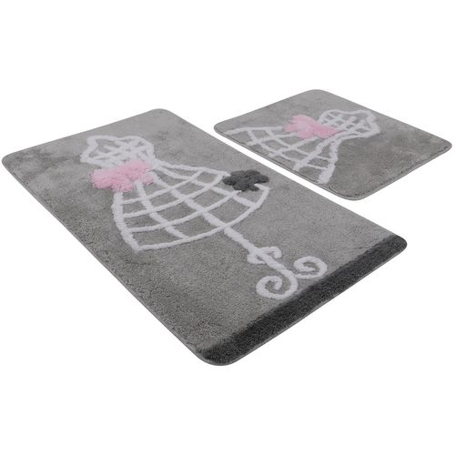 Elbise - Grey Multicolor Acrylic Bathmat Set (2 Pieces) slika 4