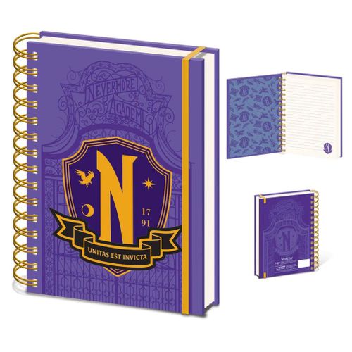 PYRAMID WEDNESDAY (NEVERMORE SHIELD) A5 WIRO NOTEBOOK slika 4