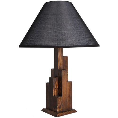 Kule Ceviz Ahşap Masa Lambası Pramit Hasır Siyah Abajurlu Black
Walnut Table Lamp slika 2