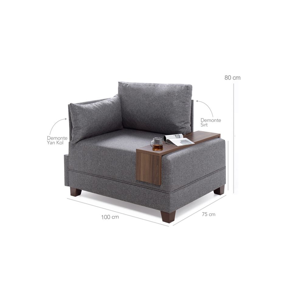 Fly Left - Antracitni Sofa za Jednu Osobu slika 8