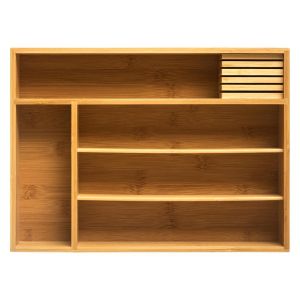 Five organizator pribora za jelo 5 odjeljaka 38 x 28 x 7 cm bambus