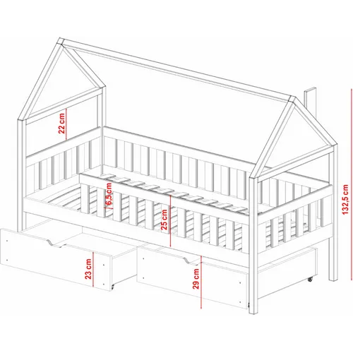 Drveni dečiji krevet Domi sa fiokom - beli - 190/200x90 cm slika 3