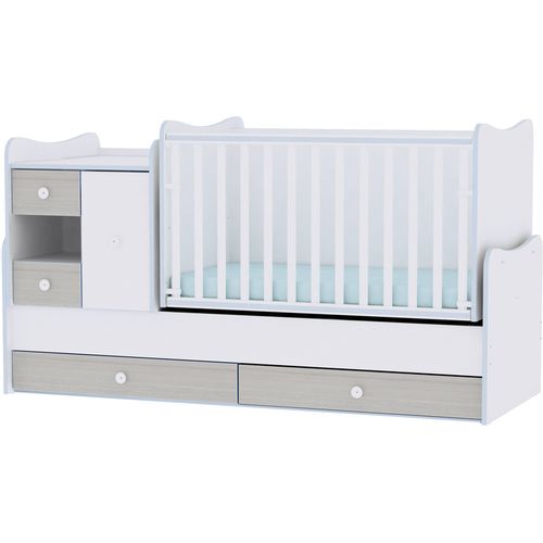 LORELLI MiniMAX Modularni krevetić 4in1 s Mehanizmom Ljuljanja White/Blue Elm 190 x 72 cm slika 1