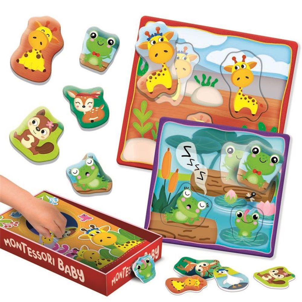 Lisciani Edukativna igra Montessori Baby Box Play Family - Porodice životinja slika 2