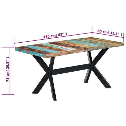 Blagovaonski stol od masivnog obnovljenog drva 160 x 80 x 75 cm slika 29