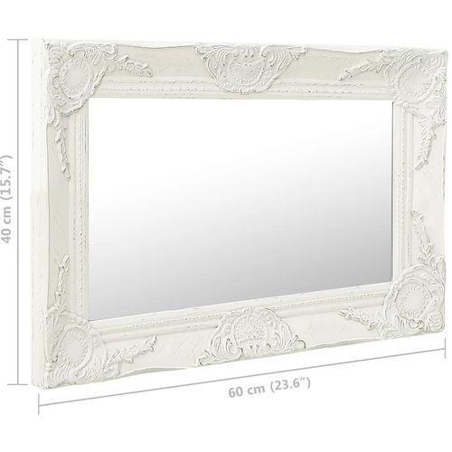 Zidno ogledalo u baroknom stilu 60 x 40 cm bijelo slika 24