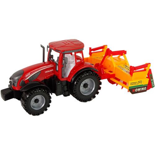 Crveni traktor s narančastim kultivatorom slika 2