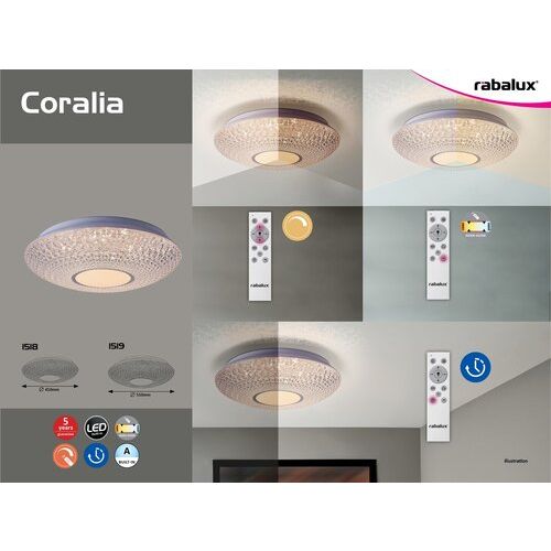 Rabalux Coralia plafonska lampa, bela/ hrom, LED 48W slika 3