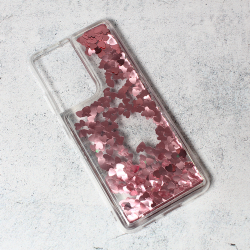 Torbica Liquid Heart za Samsung G998B Galaxy S21 Ultra roze slika 1