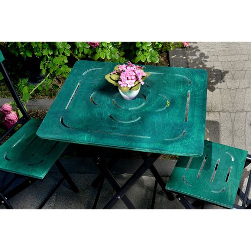 Floriane Garden Set vrtnih stolova i stolica (3 komada), zelena crna boja, Bistro Set 5 slika 3