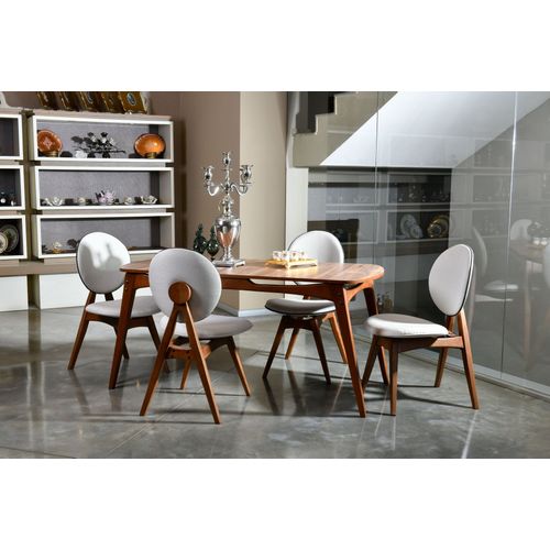 Woody Fashion Set stolova i stolica (5 komada), Orah Krema, Touch Wooden - Cream slika 5